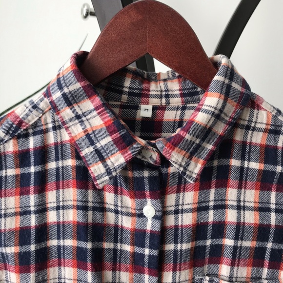 Muji plaid flannel shirt - Picture 1 of 6